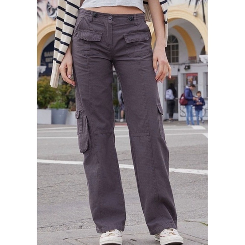 John Galt Brownish Grey Kim Cargo Pants Gray Ripstop Low Rise Women's Small Y2K